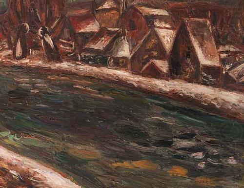 A village along a river, Leo Gestel